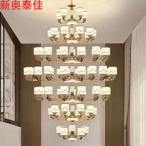 新中式客厅吊灯具中国风餐厅仿古锌合金卧室灯茶楼别墅书房灯饰