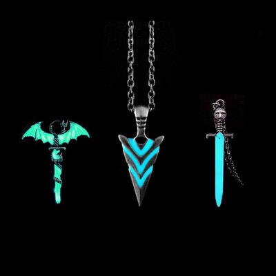 Glow In The Dark Pike Necklace for Women Men Halloween Gift