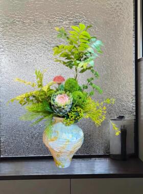 诧寂风仿真花高级感花束客厅玄关摆设茶室花艺中古风大型插花套装