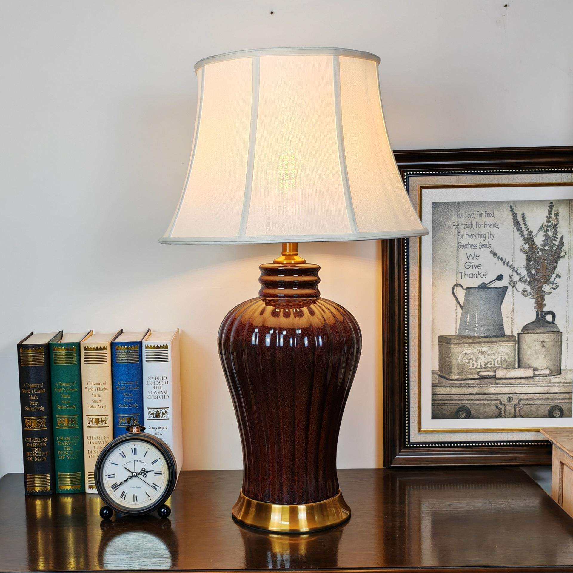 美式复古陶瓷客厅台灯卧室床头书房酒店样板房灯具设计师风格