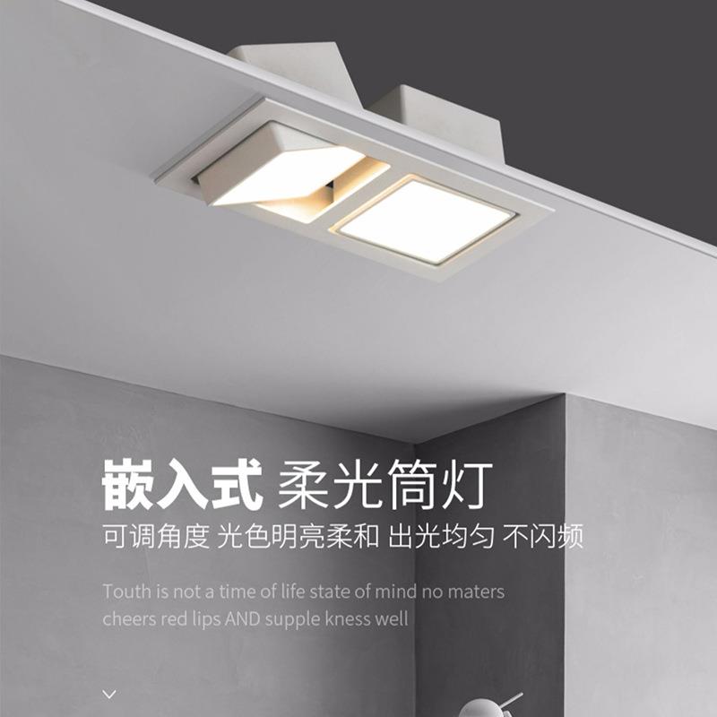 筒灯嵌入式家用双头斗胆射灯客厅无主灯过道吊顶天花孔灯led筒灯