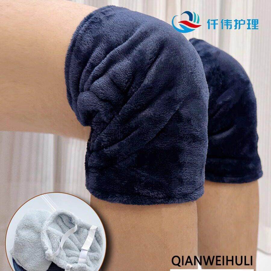 老年人护膝双层珊瑚绒保暖关节黏贴可调节外戴易穿脱不下滑不勒腿