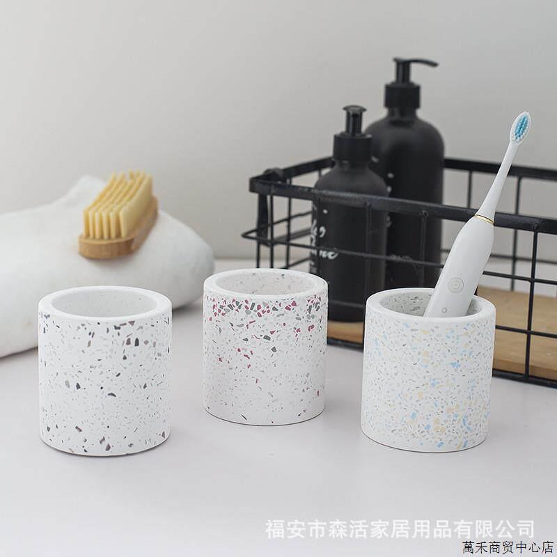水磨石硅藻土牙刷座创意牙具垫牙刷杯浴室用品吸水干燥牙刷架