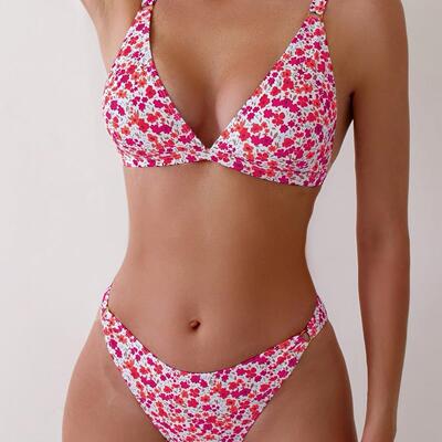 Bikini Set Women's Beach Swimsuit Printed Split Two