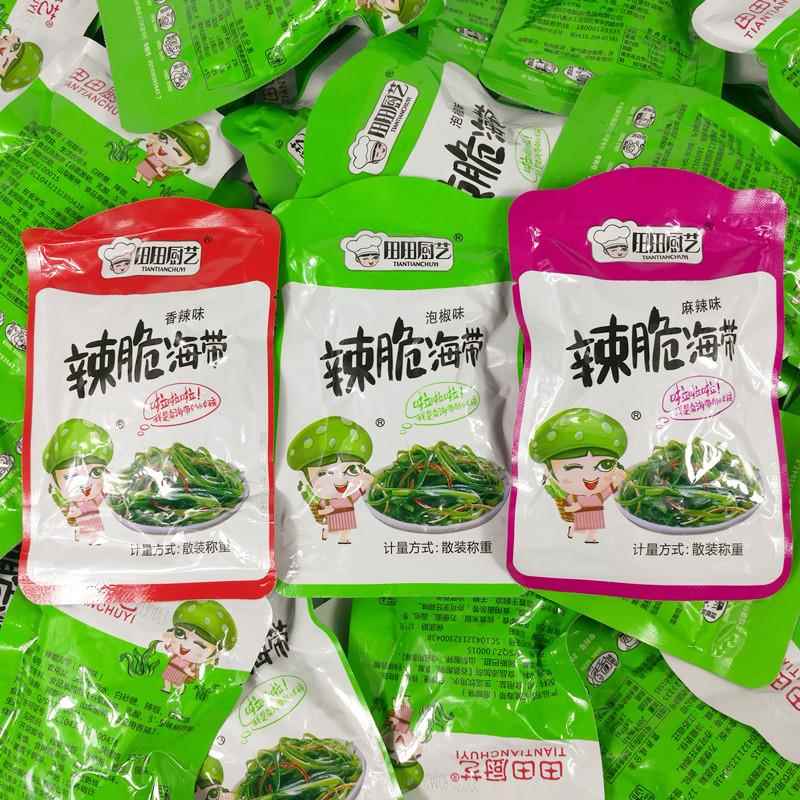 田田厨艺辣脆海带麻香辣泡椒味海带片咸菜开胃下酒饭菜小包即食零
