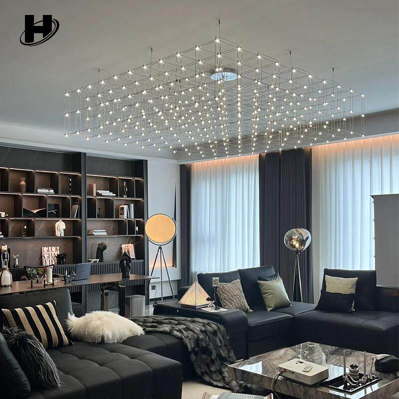 客厅吊灯高级感满天星萤火虫光立方覆式别墅意式饭厅家用吸顶灯具