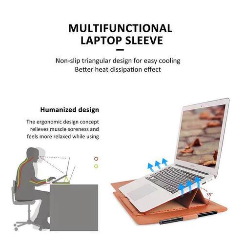 3 in1 Laptop Bag Case for Macbook Air Pro PU Leather 13/14/1