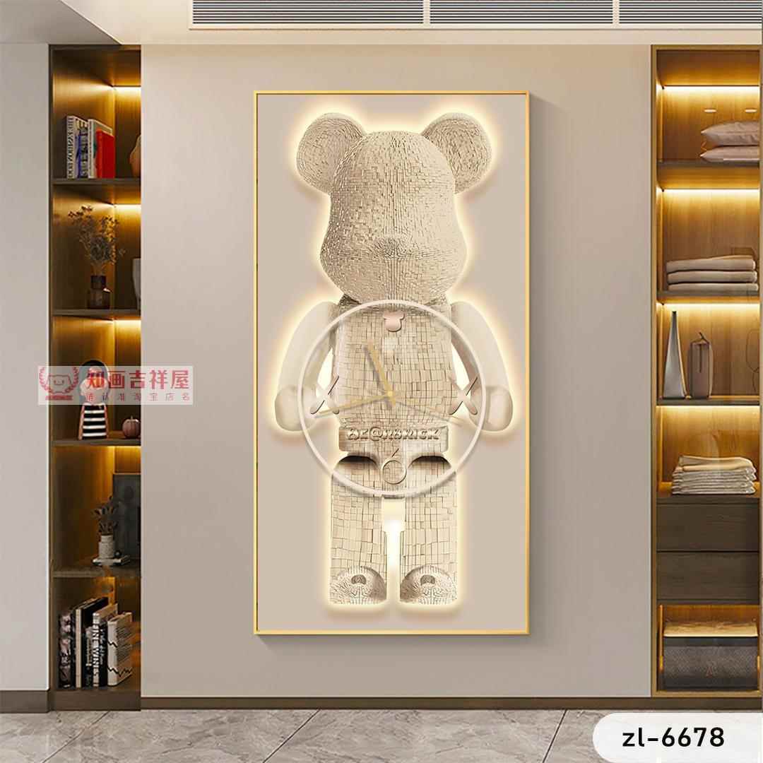 儿童房玄关画卡通kaws暴力熊挂画现代时尚轻奢竖版动漫艺术装饰画