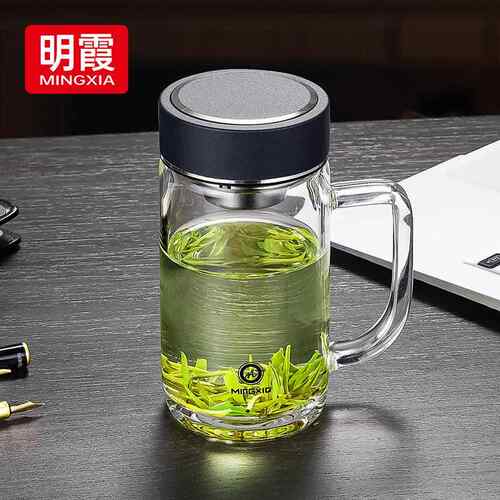 【正品官方旗舰店】2026新款双层玻璃水杯男杯大容量单层带把手办