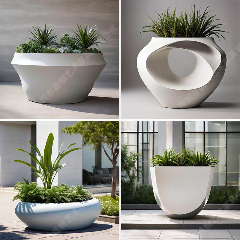 创意玻璃纤维花盆组合户外广场商业街落地种植花器商场美陈艺术花