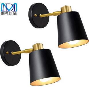 跨境美式复古工业风伸缩摇臂壁灯卧室床头书房带开关挂式阅读灯具