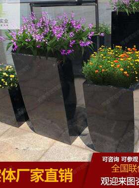 户外玻璃钢花箱方形园林花盆大型移动种植箱商场组合花钵广场花器
