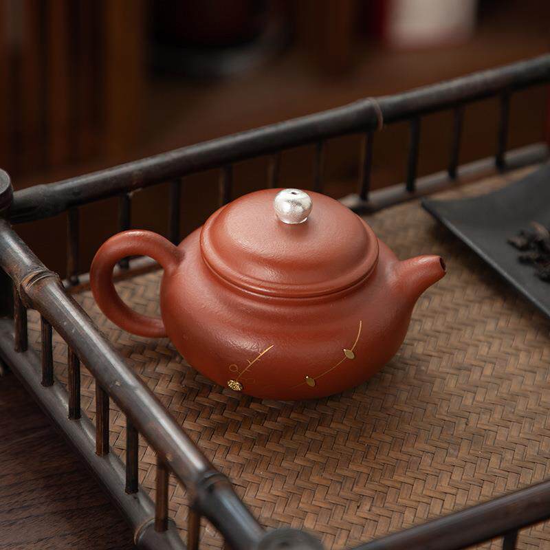 德化陶瓷【茶壶】仿古壶175ml/紫砂/锔钉/鎏银/全瓷滤孔/精工