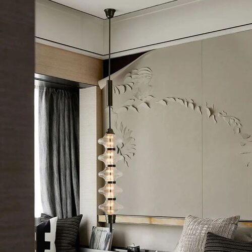 餐厅吊灯现代极简创意马扎灯长条玻璃灯设计师吧台办公室岛台灯具