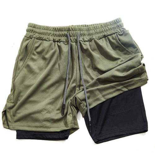 Men'S 2 In 1 Running Shorts Workout Gym Atetic Shorts For