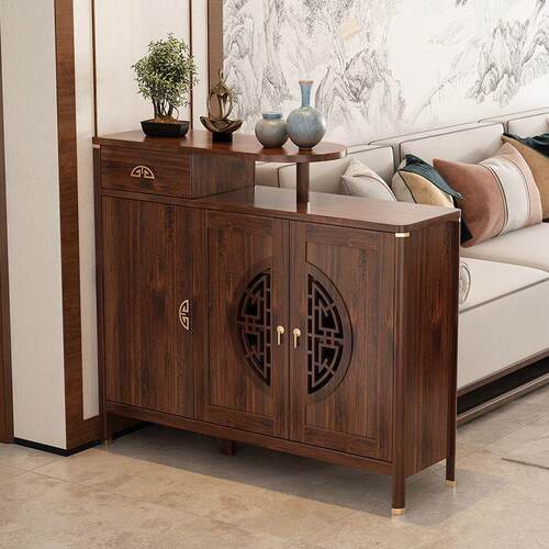 新中式鞋柜实木客厅屏风玄关柜沙发半墙隔断柜双面正对门厅隔断s^