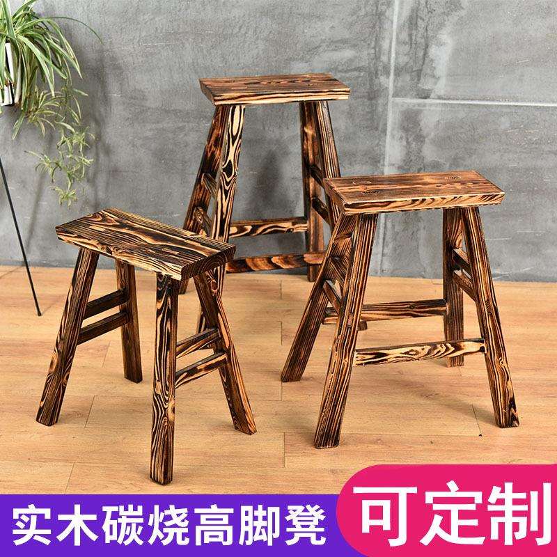 高脚凳吧台凳松木梯凳实木凳子酒吧椅高腿椅子方凳餐凳