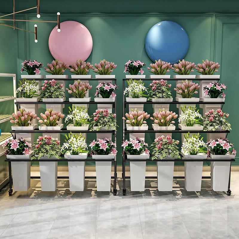 摆假摊架花可移动阶梯多层店方桶铁WT10023艺鲜花花架子花店花桶