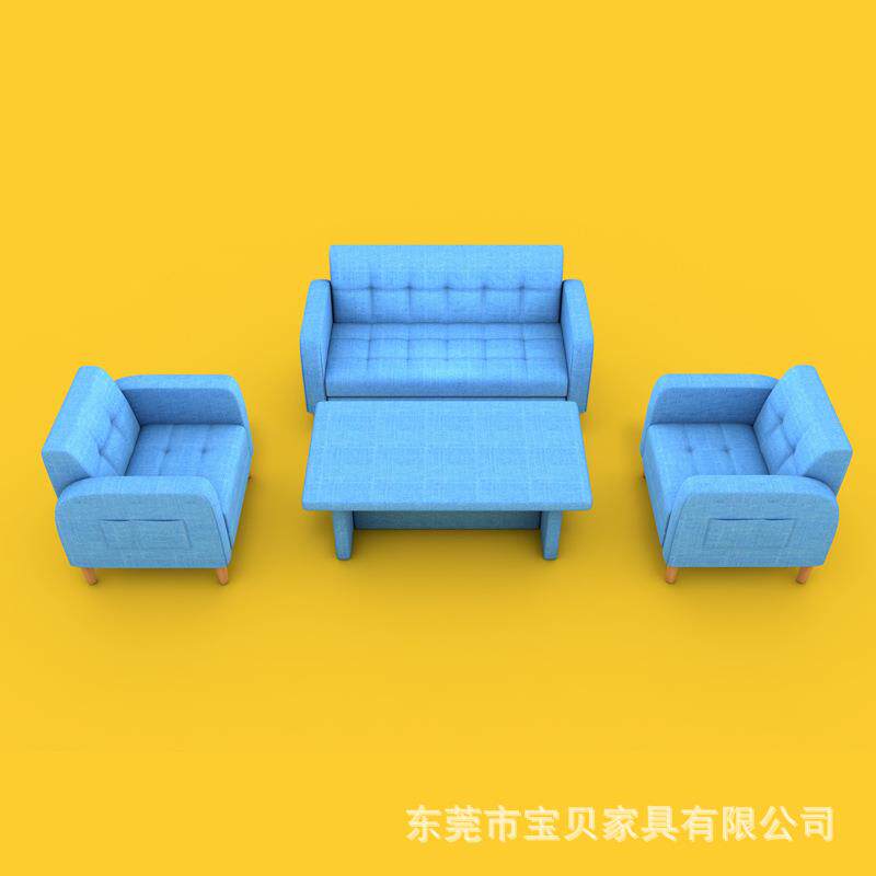 加蓝色儿童小发工沙厂少年成人沙青WSO发组合沙发布艺婴童沙发套