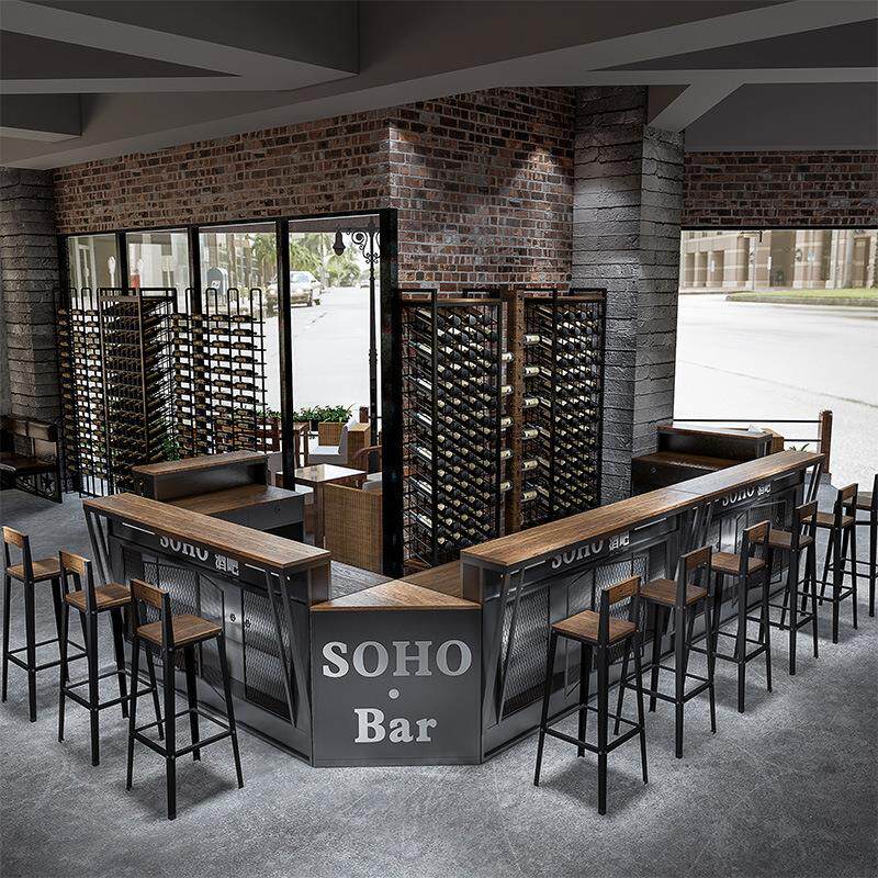 工业风吧台咖啡酒吧柜台铁艺复古餐厅饭店创意转角收银台前台店铺
