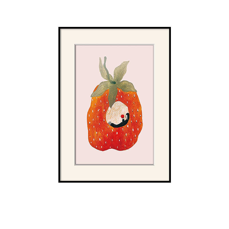 北欧简约水果卡通餐厅装饰画文艺小清新卧室挂画ins可爱儿童房画图片