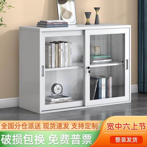 江苏省苏州市办公文件柜矮柜凭证资料柜铁皮柜玻璃带锁移门储物柜
