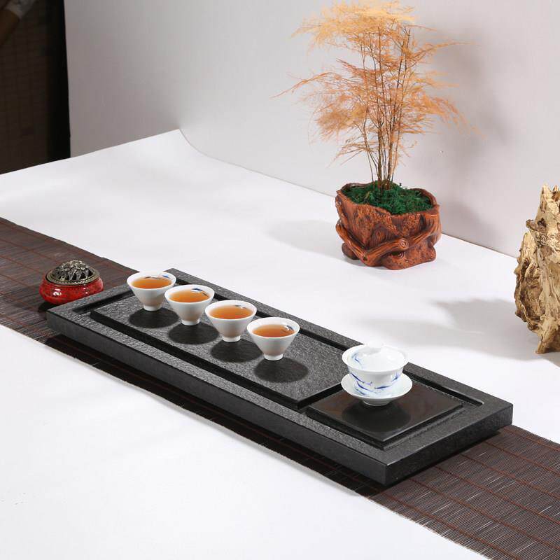 茶具套组乌金石茶盘黑金石材茶海大号小号排水式功夫茶台托 托盘