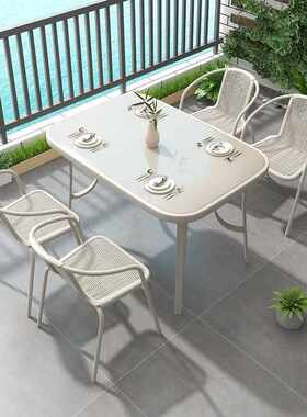 白色摆阳台餐饮折叠防晒户外露天室外休闲外摆摊防水茶几庭院桌椅