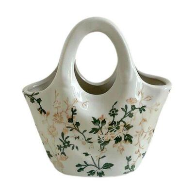 Ceramic Flower Vase Bag Design Elegant with Handles
