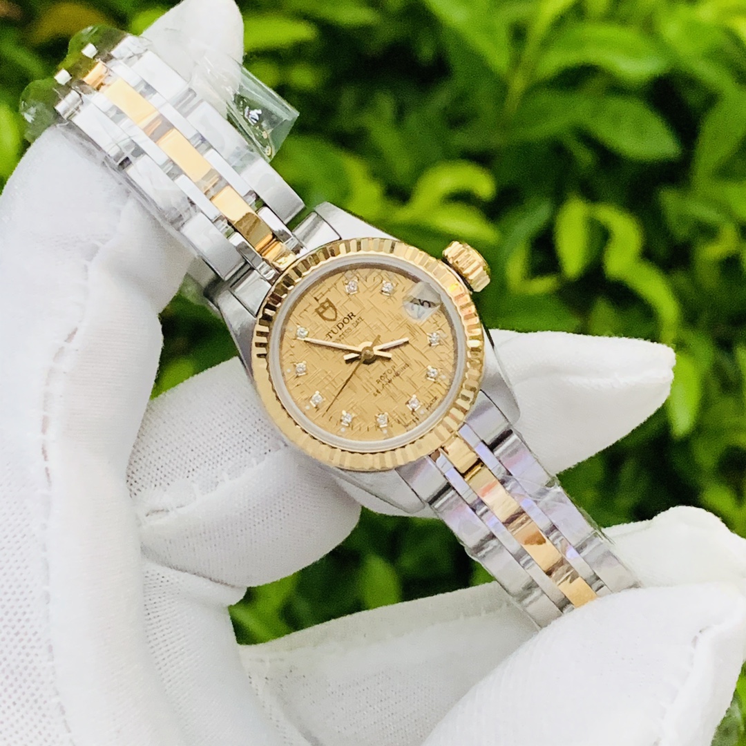 经典款9.8新 帝舵公主系列精钢18K金自动机械表22MM钻石女表92513