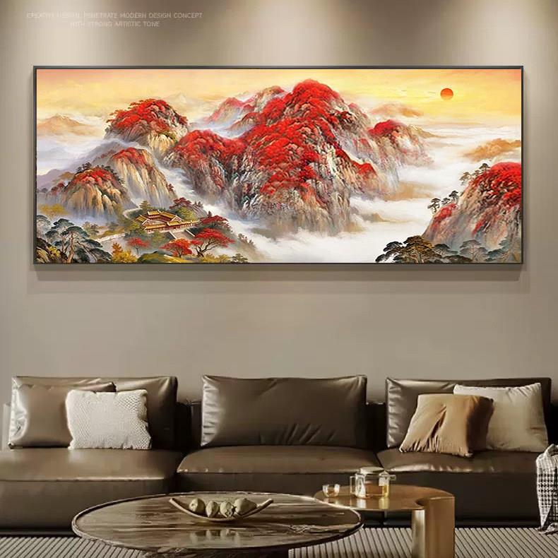 鸿运当头客厅挂画装饰画山水画沙发背景墙壁画床头办公室聚宝盆画