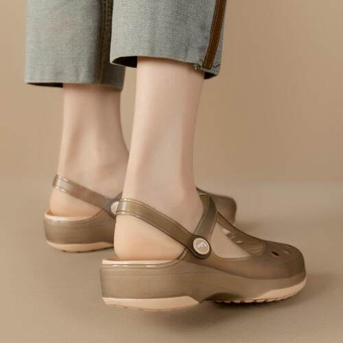 春季2026新款洞洞鞋女士外穿护士鞋防滑厚底包头拖鞋沙滩0409d