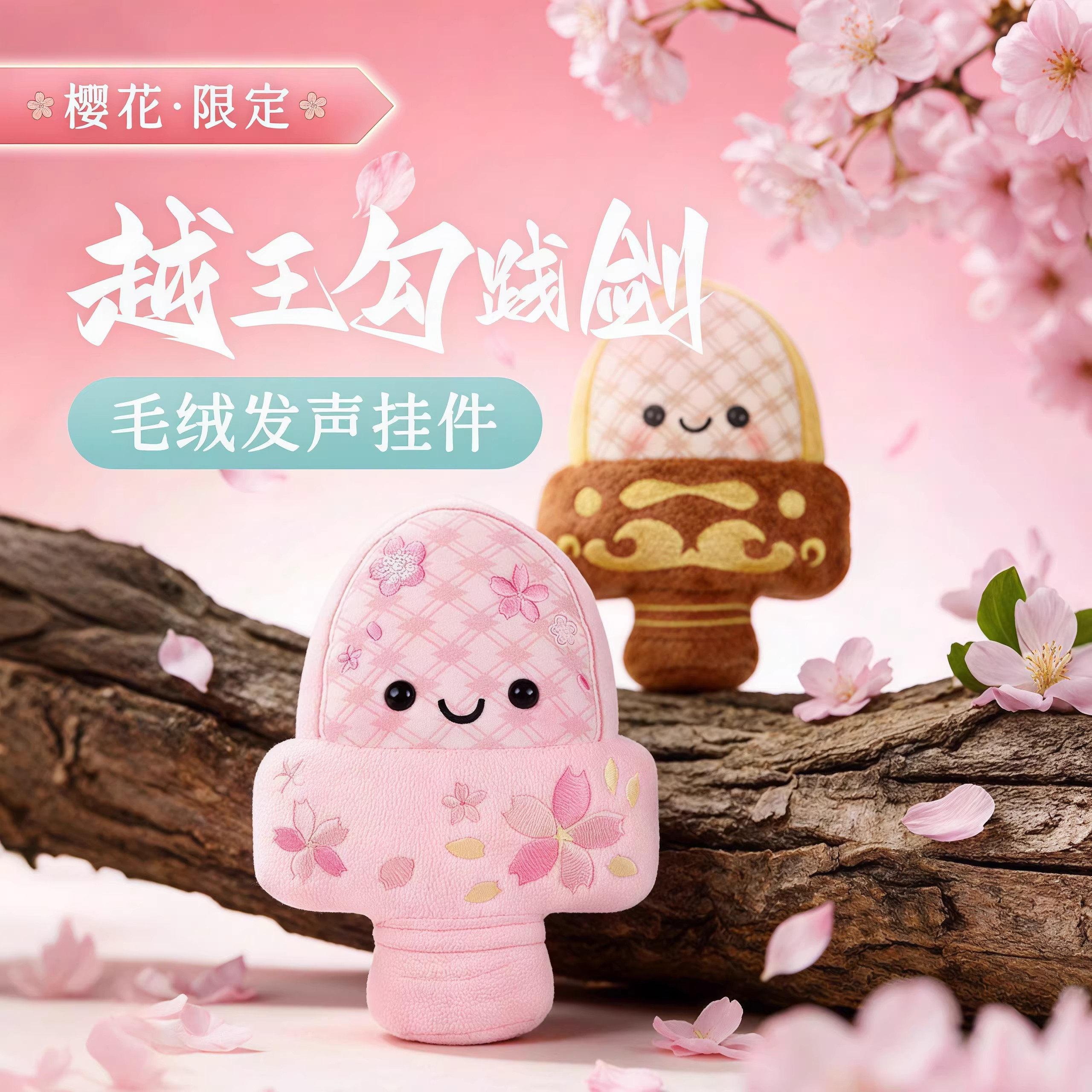 爆款湖北越王勾践剑文创系列Q版可发声毛绒玩偶挂件纪念礼物收藏