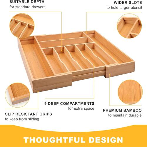 Silverware Organizer Expandable Drawer Utensil Cutlery Tray