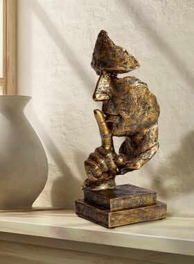 中号沉默是金电视酒柜装饰办公室摆件创意家居书桌工艺品雕塑艺术