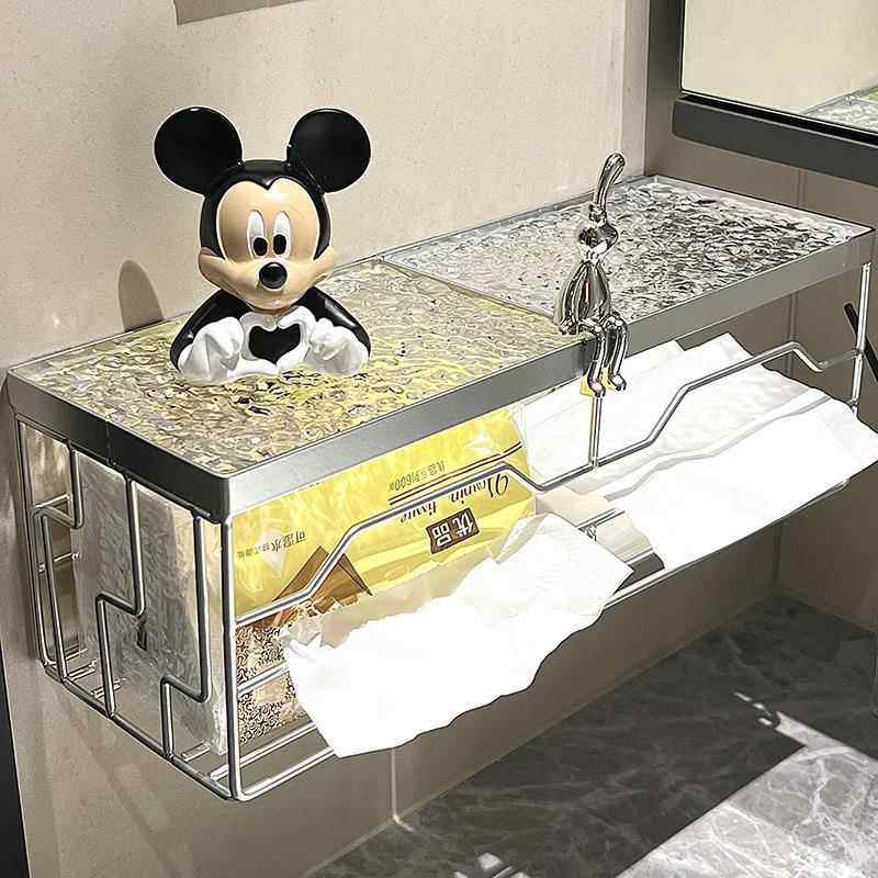 加长不锈钢卫生间纸巾架高颜值厕纸架家用多功能置物架免打孔