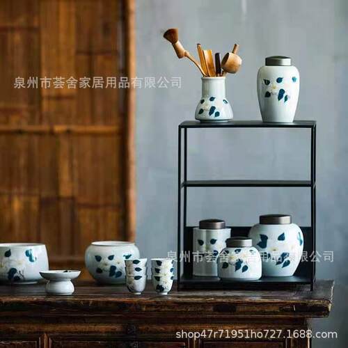 新日式简约茶棚茶具茶壶收纳架展示架博古架茶道茶杯架花盆置物架