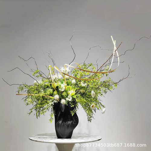 新中式高档仿真植物花盆景假花酒店大厅别墅花艺整体陶瓷花器摆件