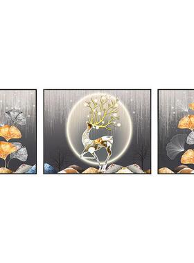 装饰画高级感沙发背景墙挂画样板间工装家居软装客厅三联壁画