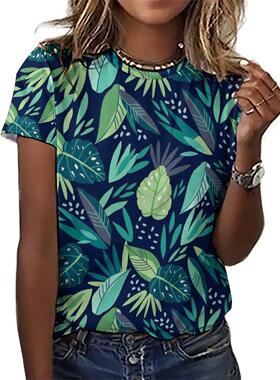 Contrast Comfortable Printed T-shirt女撞色舒适数码印花短袖