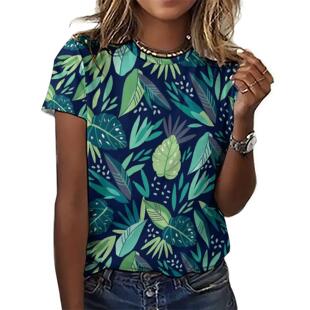 Contrast Comfortable Printed T-shirt女撞色舒适数码印花短袖