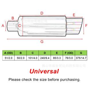 喉排器烤蓝76 饰通用尾管消声器不锈钢直装 改XH EP087汽车消音尾装
