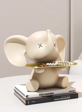 现代艺术小飞象盘摆件客厅玄WAH电视柜书托餐桌关茶房几桌面家居