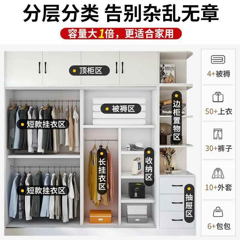 实木衣柜PFQ家简用卧室推拉门现代约小户柜儿童大衣子橱包安型装
