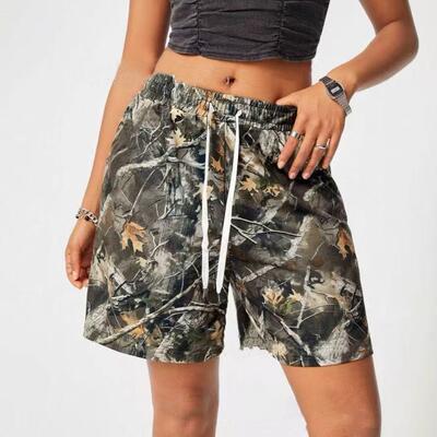 Retree Camo Tree Print Board Shorts Casual Summer