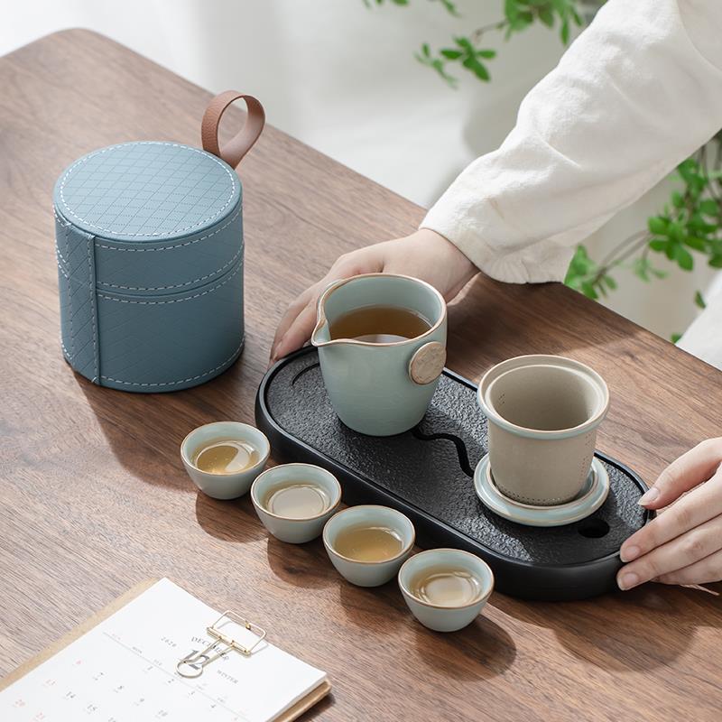 户窑快客汝杯一壶四杯IUQ可携式旅行功夫茶具套组家用外办公室茶