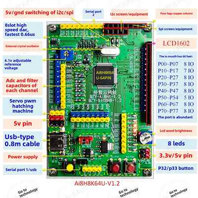 STC8H8K64U开发板/Ai8H8K64U开发板/电子设计竞赛开发板