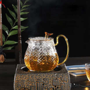家用锤纹玻璃茶具电陶炉煮茶器高级感鱼鳞纹玻璃泡茶壶茶杯一整套