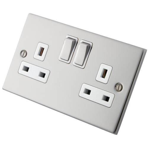 英国爱尔兰插座 2 GANG 13A SWITCHED SOCKET POLISHED CHROME