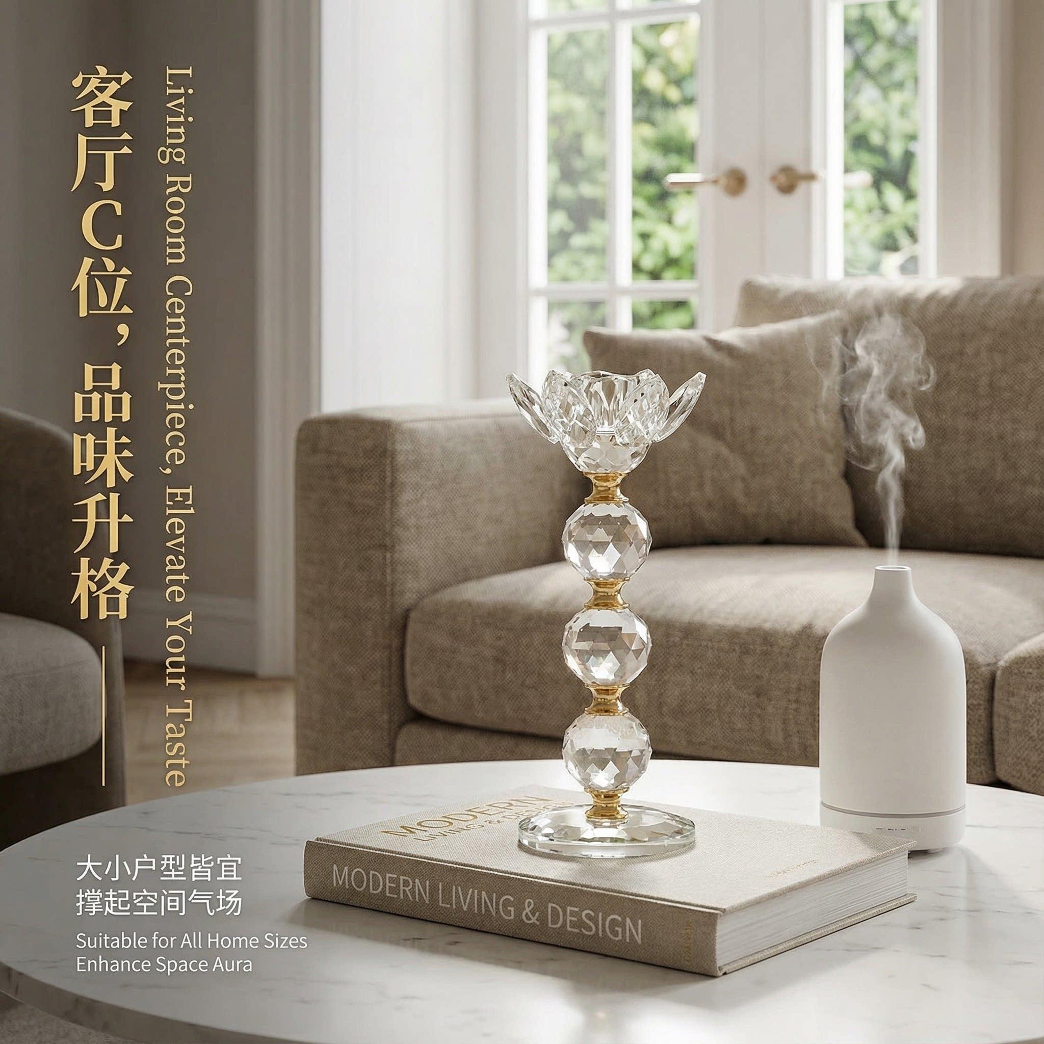 水晶玻璃烛台手工割家装饰轻鎏居金工艺氛围切灯烛台仪zt002式感